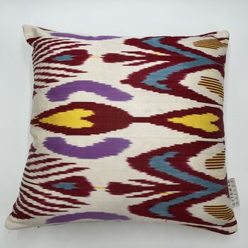 Square Ikat Silk Cushion Abstract Multi Coloured, 2 of 8