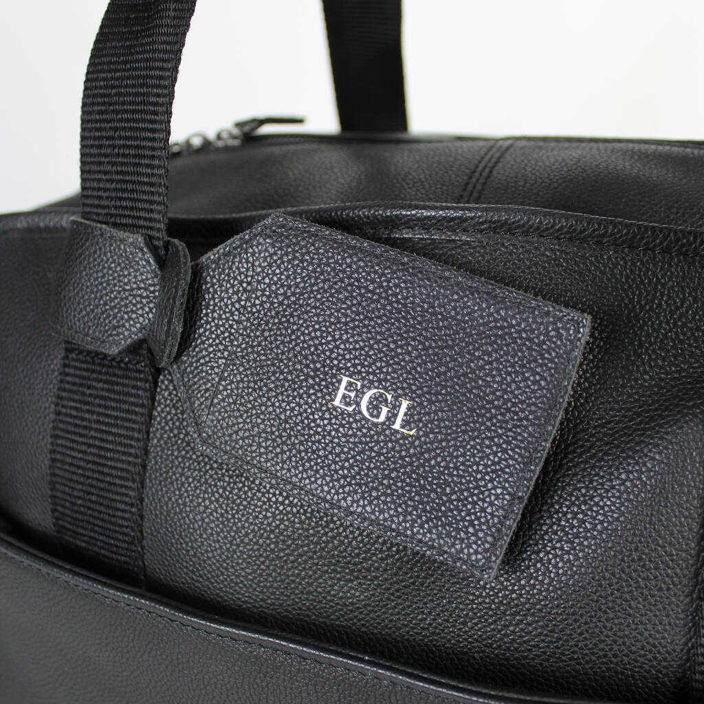 Black Leather Personalised Luggage Tag, 1 of 3
