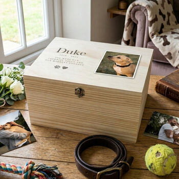 Personalised Heart Paw Photo Pet Memorial Keepsake Box, 2 of 12