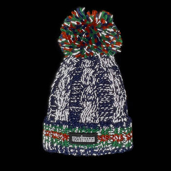 Navy Cable Super Reflective Bobble Hat, 5 of 5