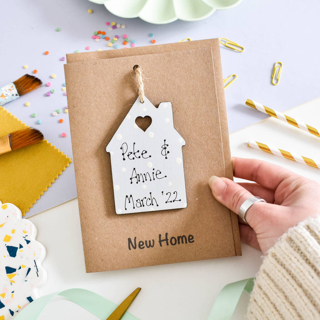 Personalised New Home Wooden House Keepsake Card, 1 of 2