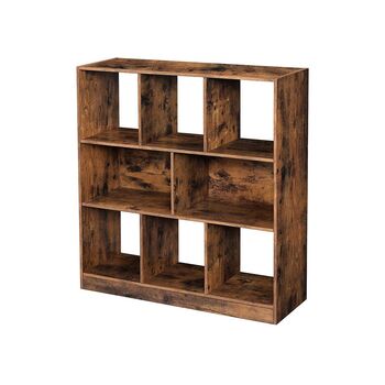 Eight Compartments Brown Wooden Bookcase Bookshelf, 3 of 4