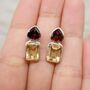 Garnet Citrine Silver Stud Earrings, thumbnail 4 of 11