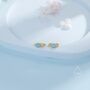 Sterling Silver Delicate Opal Droplet Huggie Hoop Earrings, thumbnail 4 of 11