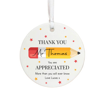 Personalised Thank You Teacher Porcelain Pencil Bauble, 4 of 5
