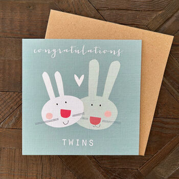 Blue Baby Bunnies Twins Card, 3 of 3