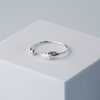 Sterling Silver Feather Adjustable Ring, 3 of 7