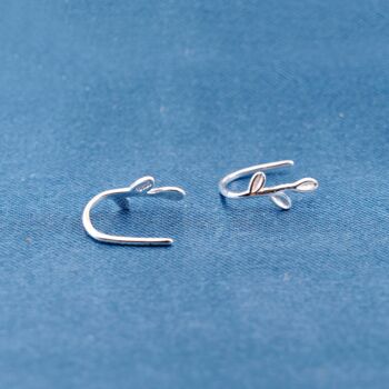 Branch Leaf Hook Earrings, Leaf Hoops, 2 of 7