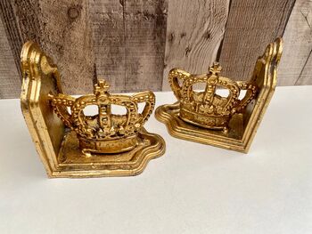 Gold Crown Bookends Regal King And Queen Ornaments Gifts, 4 of 8