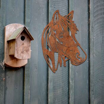 Rusted Metal Horse Head Stables Decor Wall Art, 9 of 10