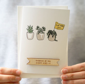 Personalised Succulents Get Well Soon Card, 2 of 3