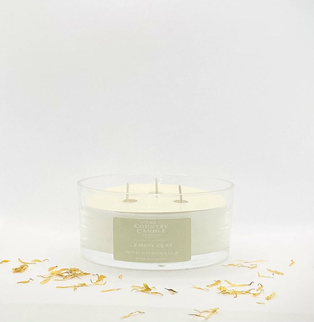 Lemon Zest Citronella Three Wick Candle By The Country Candle Company
