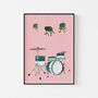 Drum Kit Houseplant Print | Music Studio Poster, thumbnail 9 of 12