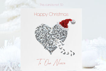 Christmas Niece Silver Butterfly Heart Card, Our/My Options, 2 of 12