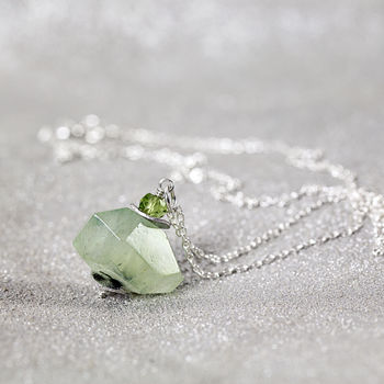 Green Prehnite Necklace In Silver Or Gold, 3 of 11