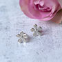 Five Petal Flower Sterling Silver Stud Earrings, thumbnail 3 of 10