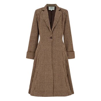 Elizabeth Coat In Brown Houndstooth Vintage 1940 Style, 2 of 3
