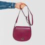 Burgundy Soft Leather Small Saddlebag Handbag, thumbnail 3 of 11