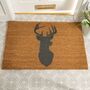 Country Home Stag Head Grey Print Doormat, thumbnail 1 of 2