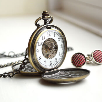 Engraved Twin Bronze Pocket Watch With Antique Lid, 4 of 4