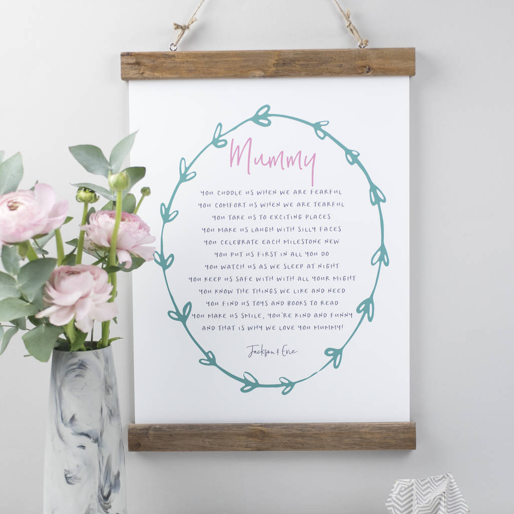 personalised mummy poem with wooden hanger by bespoke verse ...
