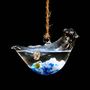 Hanging Glass Heart Vase Marimo Moss Ball, thumbnail 3 of 4