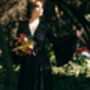 Black Lace Wedding Dress With Bell Sleeves And Train, thumbnail 5 of 12