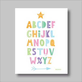 Alphabet Multi Scandi Nursery Print, 2 of 5