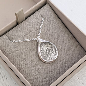 Silver Fingerprint Soft Droplet Pendant, 3 of 6