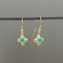 Clover Shaped Drop Earrings With Turquoise Cabochons, thumbnail 1 of 5