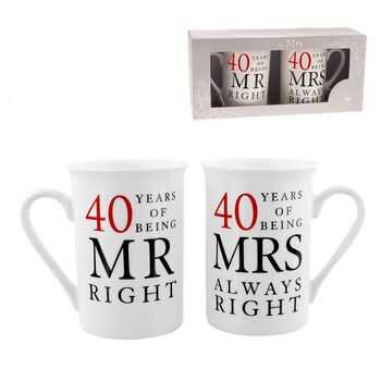 Ruby Anniversary 40 Years Mr And Mrs Always Right Mugs, 3 of 5
