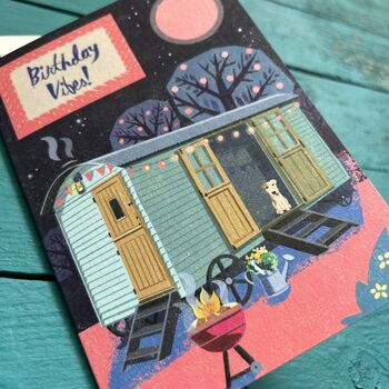 Cosy Shepherd's Hut Caravan Outdoors Birthday Card, 2 of 4