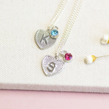 Child's Initial Heart And Birthstone Necklace, 9 of 12