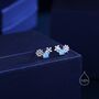 Tiny Forget Me Not Flower Bouquet Cz Stud Earrings, thumbnail 3 of 11
