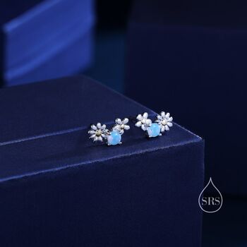 Tiny Forget Me Not Flower Bouquet Cz Stud Earrings, 3 of 11