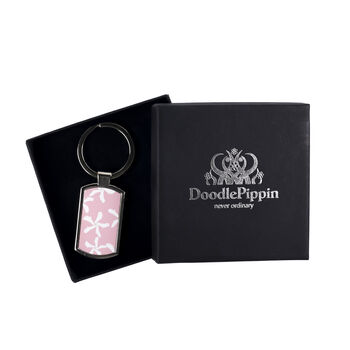 Pink Jasmine Flower Millefiori Handprinted Keyring, 6 of 12