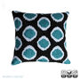 Silk Ikat Velvet Cushion Cover Teal Blue Dots 40x40cm, thumbnail 1 of 5