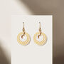White And Yellow Stripey Circular Earrings, thumbnail 1 of 6