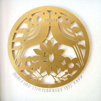 Framed Golden Wedding Personalised Paper Cut, 10 of 12