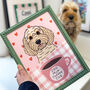 Personalised Dog Portrait Print With Gingham Hearts, thumbnail 1 of 11