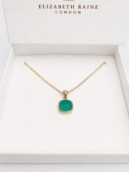 Gold Green Onyx Pendant Necklace, 2 of 8