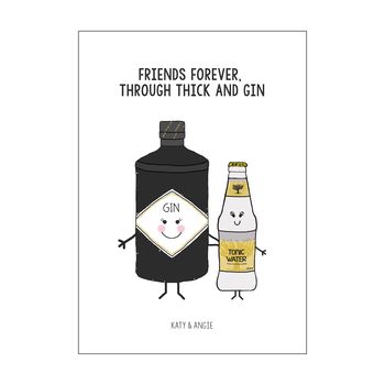 'Thick And Gin' Personalised Friendship Print, 5 of 5