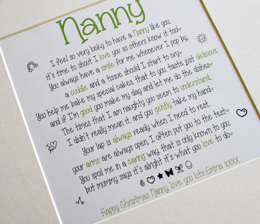 personalised grandmother print with verse by a touch of verse ...