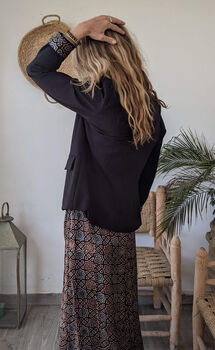 Black Tailored Stretch Contrast Trim Blazer Medina, 5 of 12