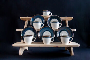 Navy Set Of Six Porcelain Espresso Cup And Saucer, 9 of 12