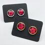 Ear Studs With Red Flowers In Black Lacquer, thumbnail 1 of 11
