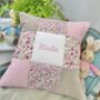 Ditsy Pink Patchwork Name Cushion, thumbnail 9 of 9