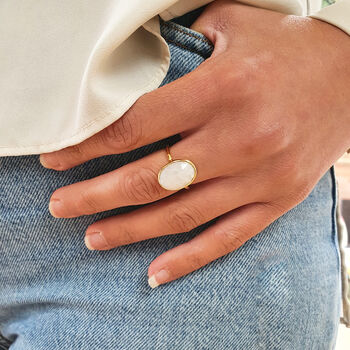 Statement Rainbow Moonstone June Birthstone Ring, 2 of 8