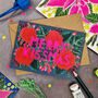 Merry Kissmas Neon Floral Papercut Christmas Card, thumbnail 3 of 11