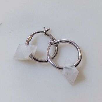 'Octahedron' Moonstone Sterling Silver Hoop Earrings, 3 of 5